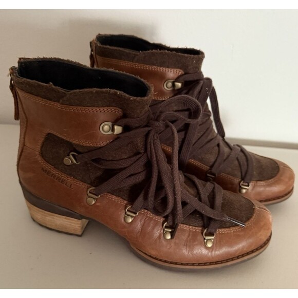 Merrell Shiloh II Ankle Boots Women Size 9.5 Brown Leather and Wool J004418 - Picture 8 of 10